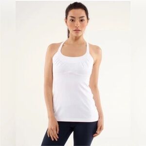 Lululemon White Scoop Me Up Tank Shelf Bra No Pads Luon - Size 12